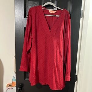EVRI Deep Red V-Neck Blouse